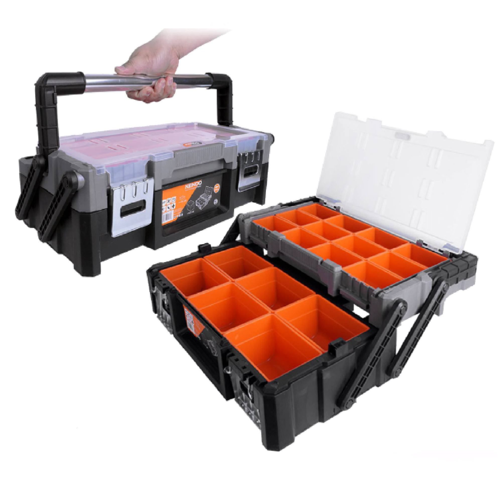 Kendo KD-90271 Cantilever Tool Box 18"/450MM With ORANGE Part Boxes